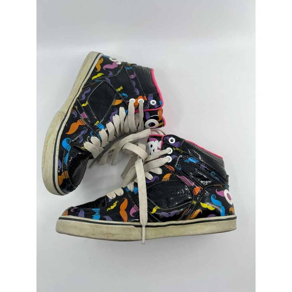 Osiris High Top Sneakers Skyline Mustache Neon Skate Shoe Kids Girls Size 2